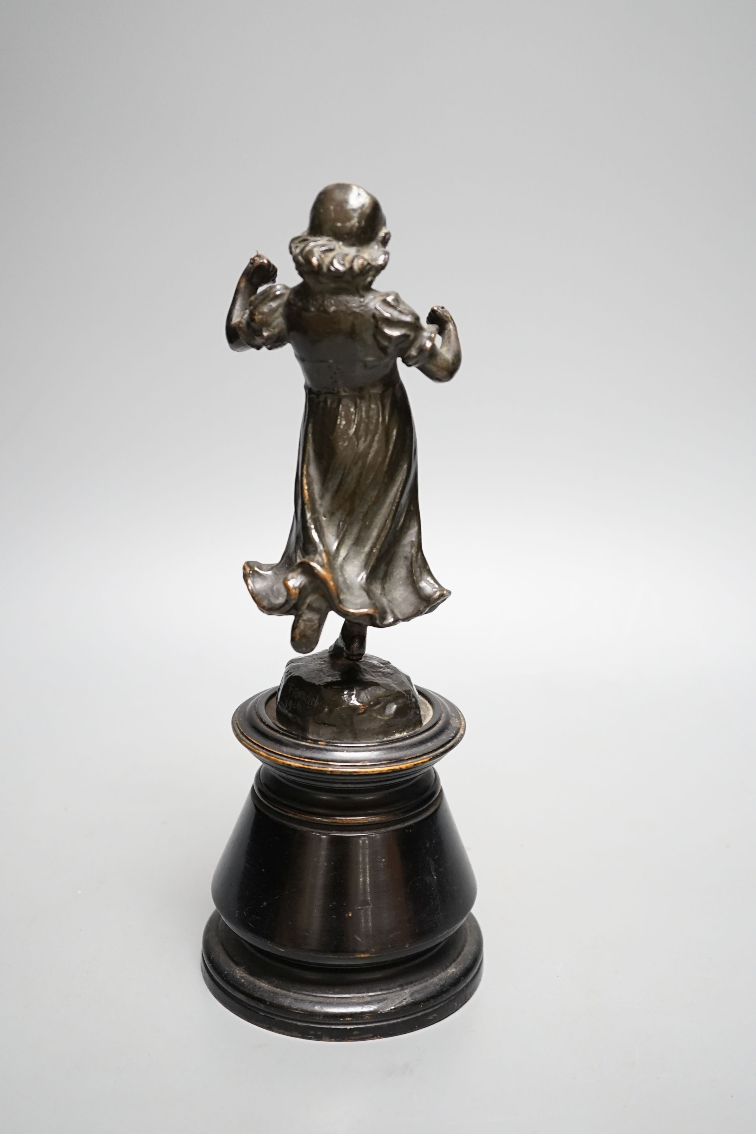 Louis Frederick Roselieb (Roslyn) - an Edwardian Art Union of London bronze figure of a girl,17.5cm